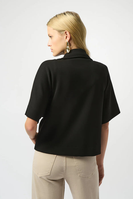 Joseph Ribkoff Black Asymmetrical Scuba Boxy Jacket 253241