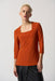 Joseph Ribkoff Style 233185 Tandoori Orange Square Neck 3/4 Sleeve Top