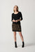 Joseph Ribkoff 234027 Black/Beige Animal Print Jacquard 3/4 Sleeve Sheath Dress