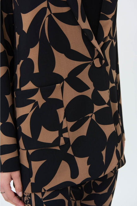 Joseph Ribkoff Black/Beige Floral Print Long Sleeve Blazer Jacket 231279