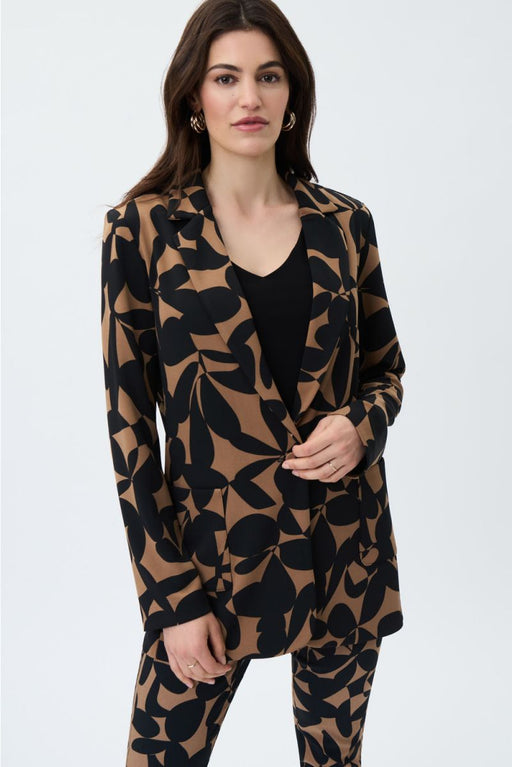 Joseph Ribkoff Style 231279 Black/Beige Floral Print Long Sleeve Blazer Jacket