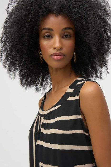 Joseph Ribkoff Black/Beige Geometric Sleeveless Top 252113