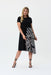 Joseph Ribkoff Style 231110 Black/Beige Tiered Geometric Print Asymmetric Trapeze Dress