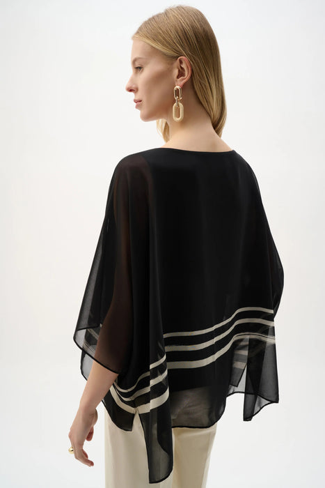 Joseph Ribkoff Black/Beige Tropical Print Poncho Top 262200