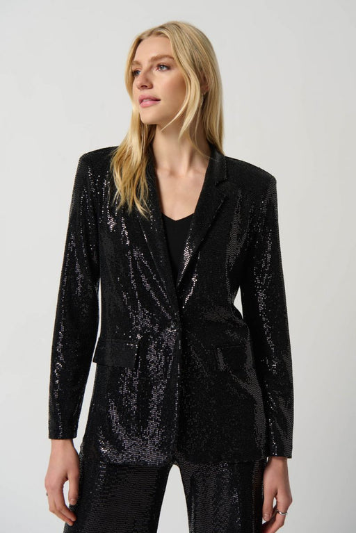 Joseph Ribkoff Style 234240 Black/Black Sequined Long Sleeve Blazer Jacket