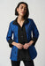 Joseph Ribkoff Style 234120 Black/Blue Color Block Embossed A-Line Jacket