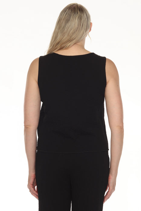 Joseph Ribkoff Black Boat Neck Sleeveless Asymmetric Top 251228