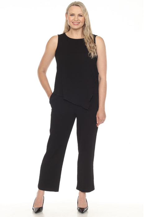 Joseph Ribkoff Black Boat Neck Sleeveless Asymmetric Top 251228