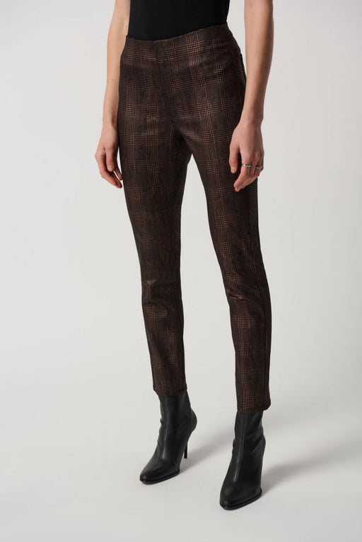 Joseph Ribkoff Style 234925 Black/Bronze Houndstooth Pull On Skinny Ankle Pants