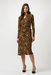Joseph Ribkoff 253091 Black/Brown Animal Print Faux Wrap Dress