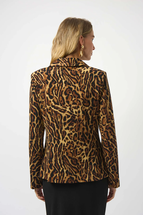 Joseph Ribkoff Black/Brown Animal Print Fitted Blazer Jacket 253051