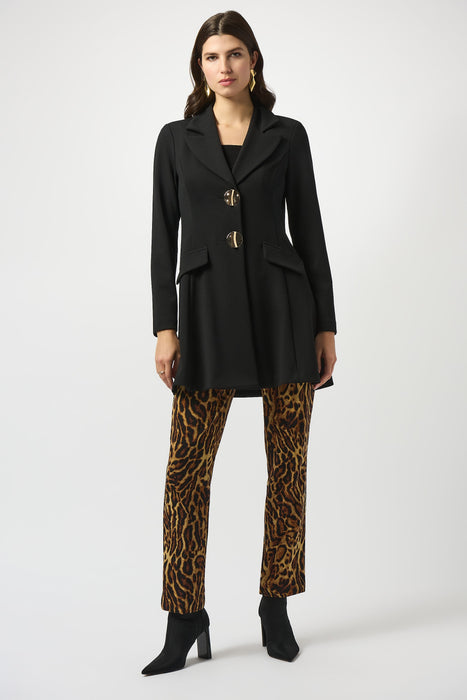 Joseph Ribkoff Black/Brown Animal Print Pull-On Straight Leg Pants 253269