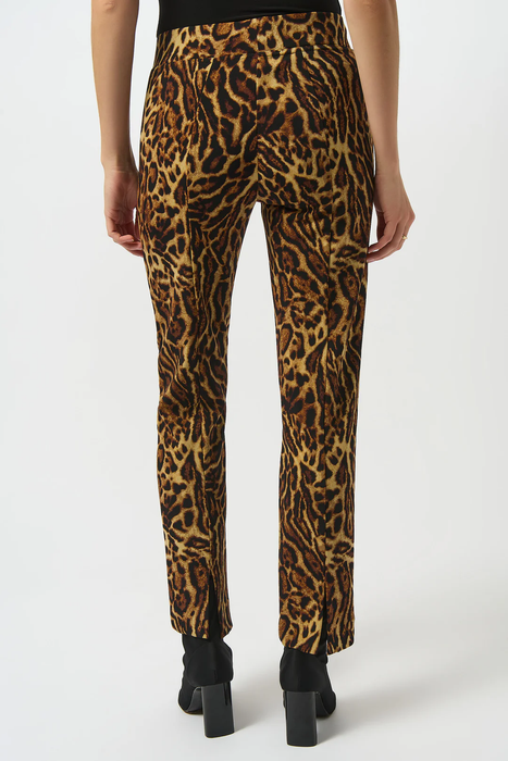 Joseph Ribkoff 253269 Black/Brown Animal Print Pull-On Straight Leg Pants