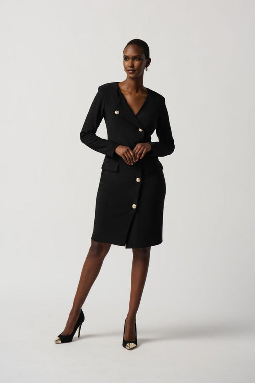 Joseph Ribkoff Style 234153 Black Button Front Accent Long Sleeve Shirt Dress