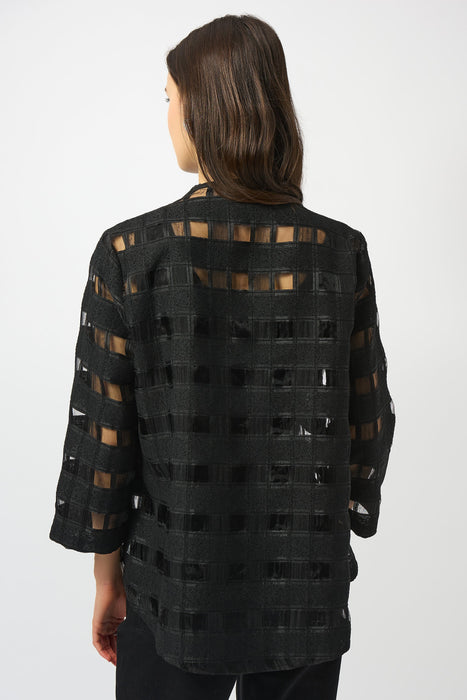 Joseph Ribkoff Black Checkered Sheer Swing Jacket 253199