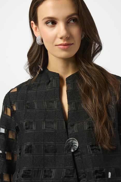 Joseph Ribkoff Black Checkered Sheer Swing Jacket 253199