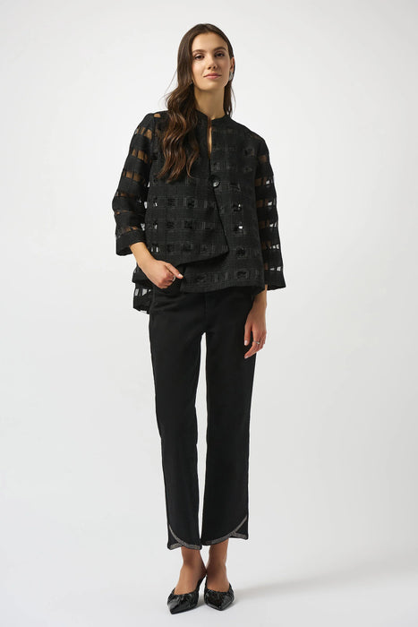 Joseph Ribkoff Black Checkered Sheer Swing Jacket 253199