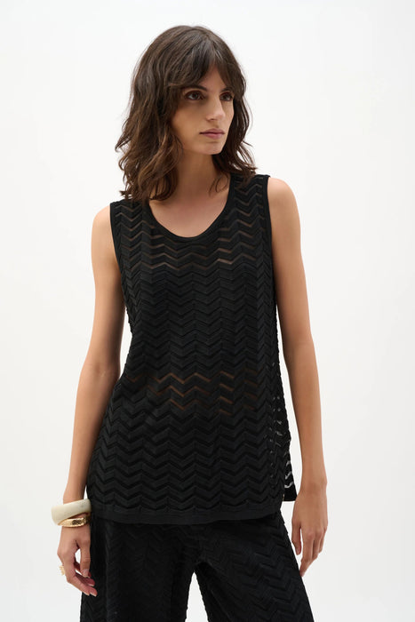 Joseph Ribkoff Black Chevron Stitch Relaxed Tunic Top 262932