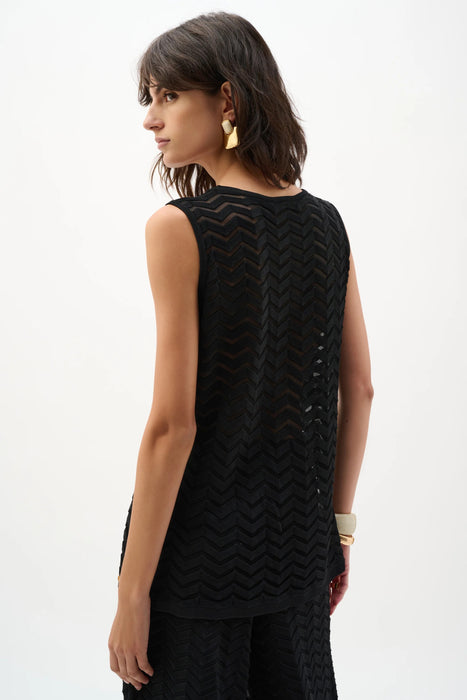 Joseph Ribkoff Black Chevron Stitch Relaxed Tunic Top 262932
