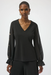 Joseph Ribkoff 254093 Black Chiffon Long Puff Sleeves Fitted Top