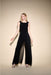 Joseph Ribkoff Style 233744 Black Chiffon Overlay Sleeveless Wide-Leg Jumpsuit