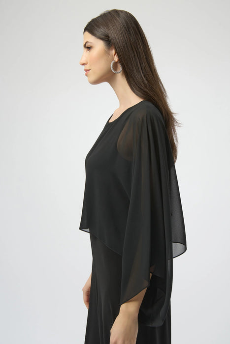 Joseph Ribkoff Black Chiffon Overlay Wide Leg Jumpsuit 254055
