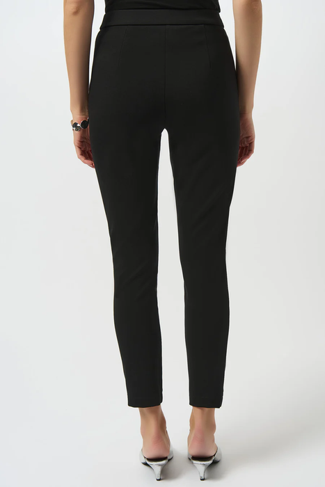 Joseph Ribkoff Black Color Block Leatherette Pull-On Legging Style Pants 253078