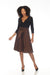 Joseph Ribkoff Style 233739 Black/Copper Two-Tone Belted Taffeta Skirt Fit & Flare Dress