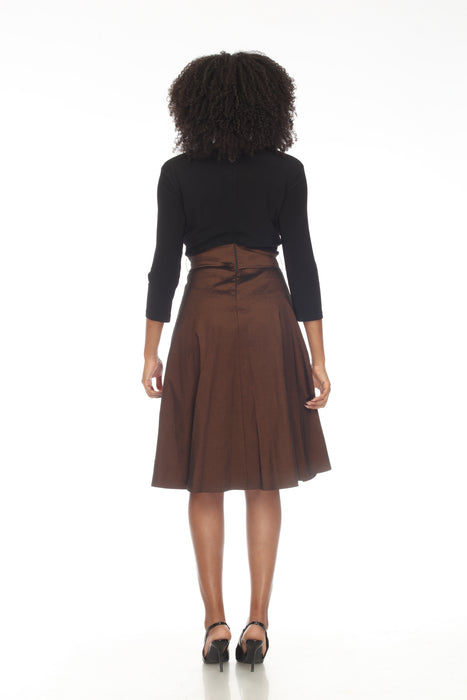 Joseph Ribkoff Black/Copper Two-Tone Belted Taffeta Skirt Fit & Flare Dress 233739