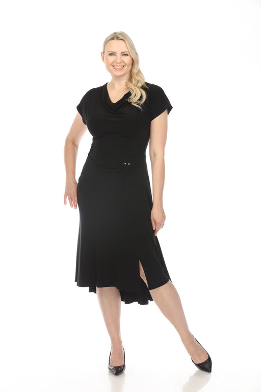 Black Cowl Neck Midi Fit & Flare Dress | Joseph Ribkoff AfterRetail Black Cowl Neck Midi Fit & Flare Dress | Joseph Ribkoff AfterRetail