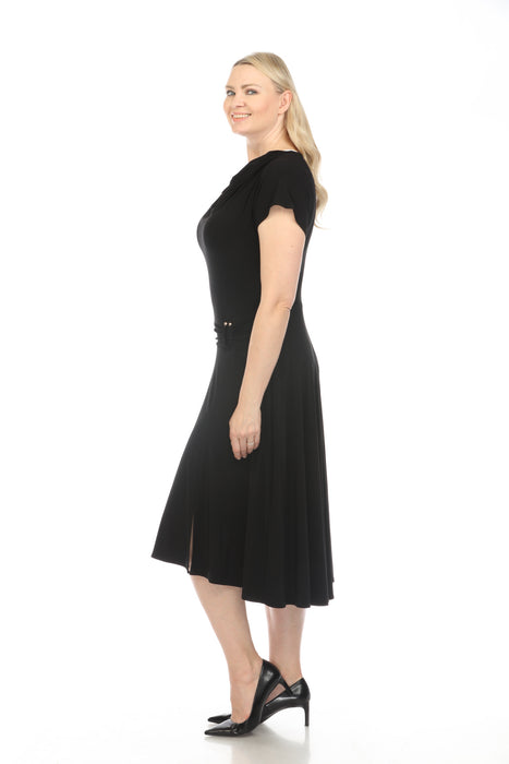 Joseph Ribkoff Black Cowl Neck Dolman Sleeve Midi Fit & Flare Dress 241152