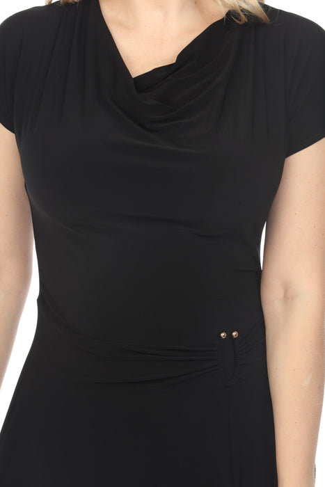 Black Cowl Neck Midi Fit & Flare Dress | Joseph Ribkoff AfterRetail Black Cowl Neck Midi Fit & Flare Dress | Joseph Ribkoff AfterRetail