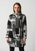 Joseph Ribkoff Style 234206 Black/Cream Patchwork Alphabet Print Zip-Up Coat Jacket