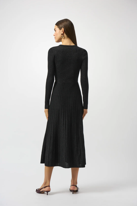 Joseph Ribkoff Black Crew Neck Long Sleeve Fit and Flare Dress 253987