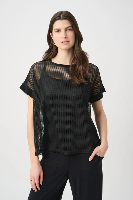 Joseph Ribkoff Crew Neck Short Sleeve Mesh Top 261642