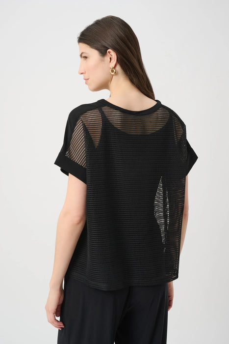 Joseph Ribkoff Crew Neck Short Sleeve Mesh Top 261642