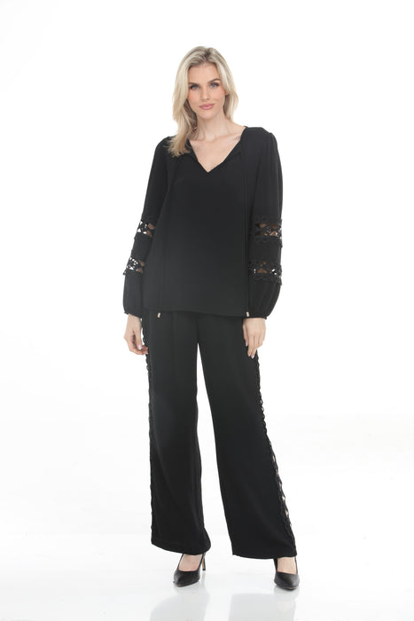 Joseph Ribkoff Black Cutout Puff Sleeves Tunic Top 262183