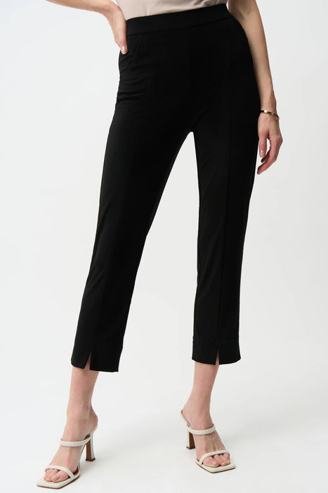 Joseph Ribkoff Black Front Slit Pull On Crop Pants 261243