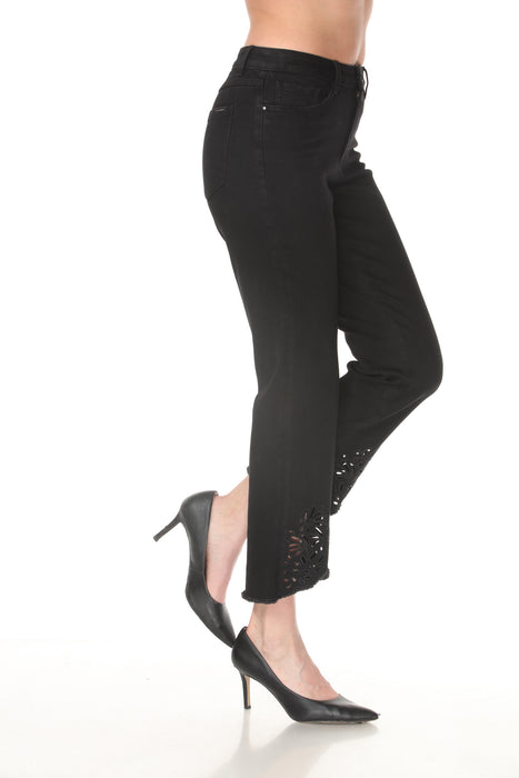 Joseph Ribkoff Black Cutout Embroidered Jeans 262981