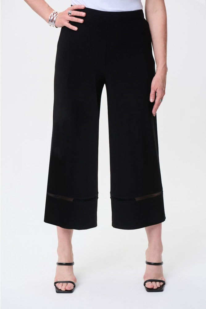 Joseph Ribkoff Style 231152 Black Cutout Trim Pull On Cropped Pants
