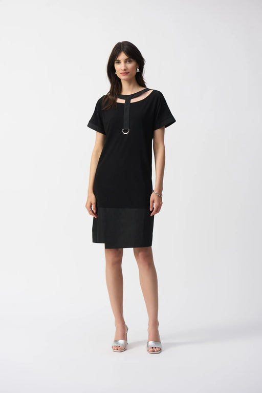 Joseph Ribkoff Style 251080 Black Cutout Yoke Detail Shift Dress