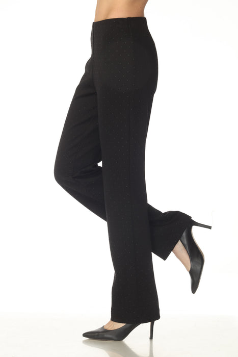 Joseph Ribkoff Black Dotted Pull On Slim Straight Pant 254106