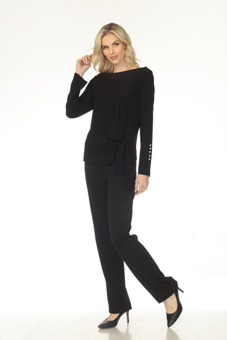 Joseph Ribkoff Black Dotted Pull On Slim Straight Pant 254106