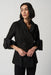 Joseph Ribkoff Style 234039 Black Double-Breasted Organza Trim Blazer Jacket