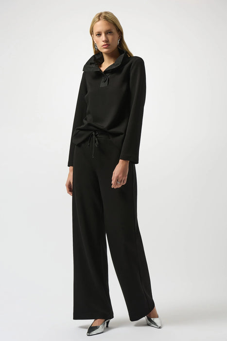 Joseph Ribkoff Black Drawstring Pull On Wide Leg Pants 253136