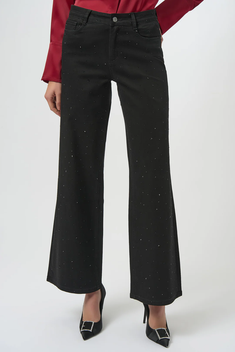 Joseph Ribkoff 254962 Black Embellished Classic Wide Leg Jeans