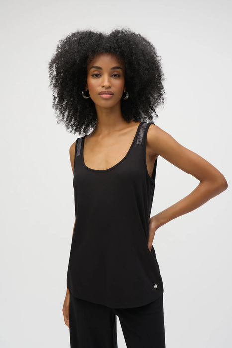 Joseph Ribkoff 252132 Black Embellished Detail Sleeveless Top