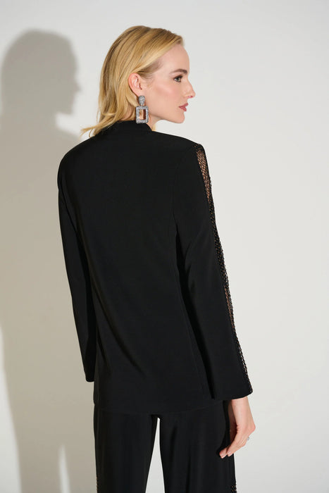 Joseph Ribkoff Black Embellished Mesh Insert Blazer Jacket 253741