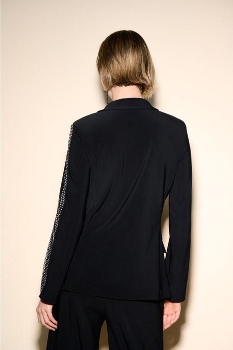 Joseph Ribkoff Black Embellished Mesh Sleeve Insert Blazer Jacket 233748