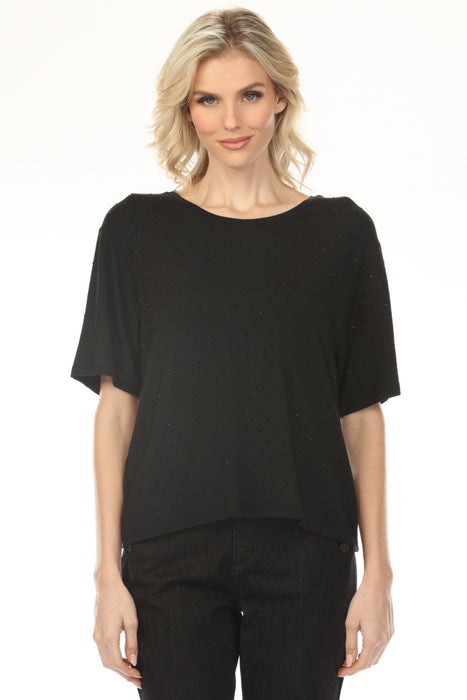 Joseph Ribkoff Black Embellished Short Sleeve Loose Top 254968
